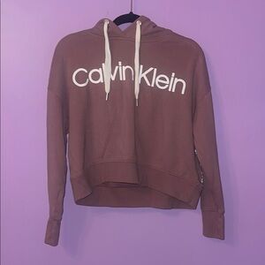 Calvin Klein Pink Cropped Long Sleeve Hoodie